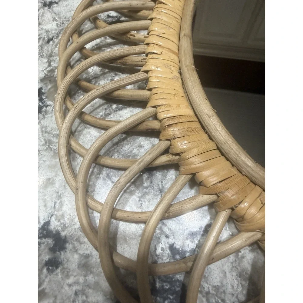 VTG Wicker Rattan Style Tan Wall Mirror Burwood 21